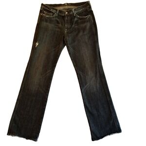 7 For All Mankind Jeans Womens‎ 36x33  "A" Pocket Straight Leg Indigo Distressed